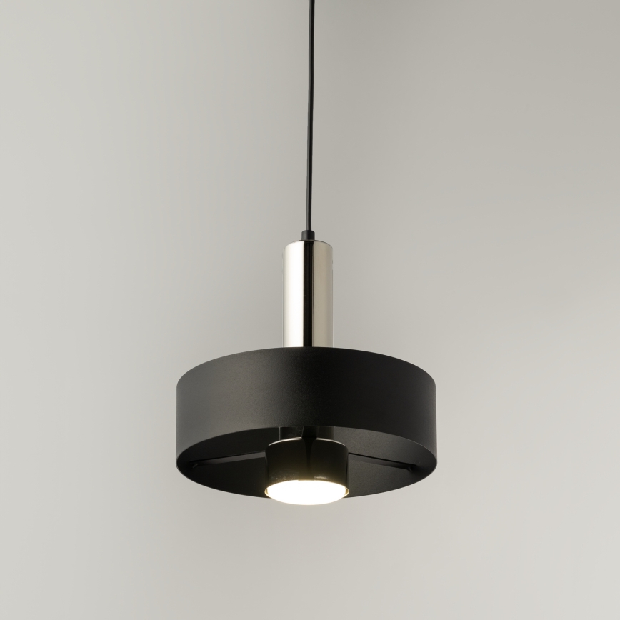 Lámpara colgante RIF LUX 1xGX53/12W/230V diá. 25 cm negro/cromo brillante