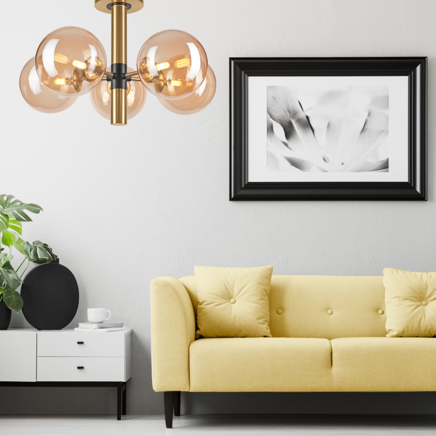 Lámpara colgante ROLLO 5xG9/5W/230V dorado/beige ahumado