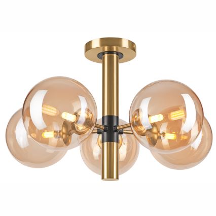 Lámpara colgante ROLLO 5xG9/5W/230V dorado/beige ahumado