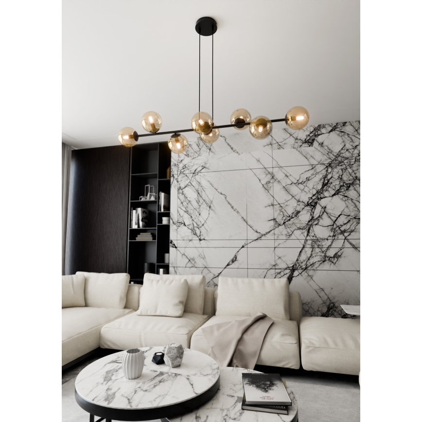 Lámpara colgante ROSSI 8xE14/10W/230V negro/beige
