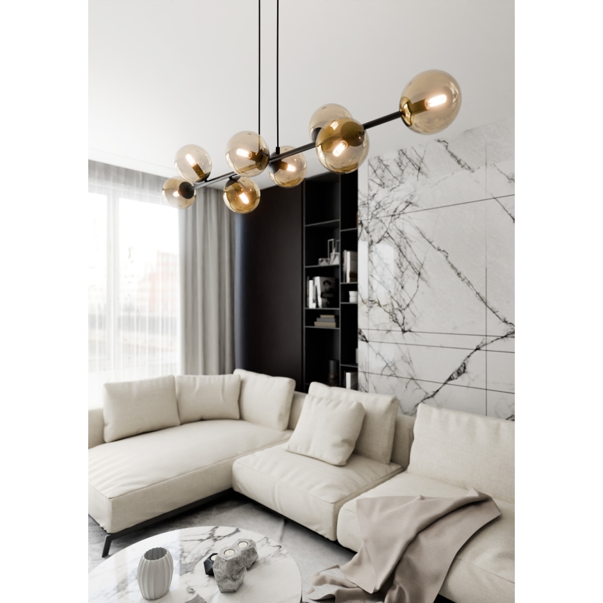 Lámpara colgante ROSSI 8xE14/10W/230V negro/beige