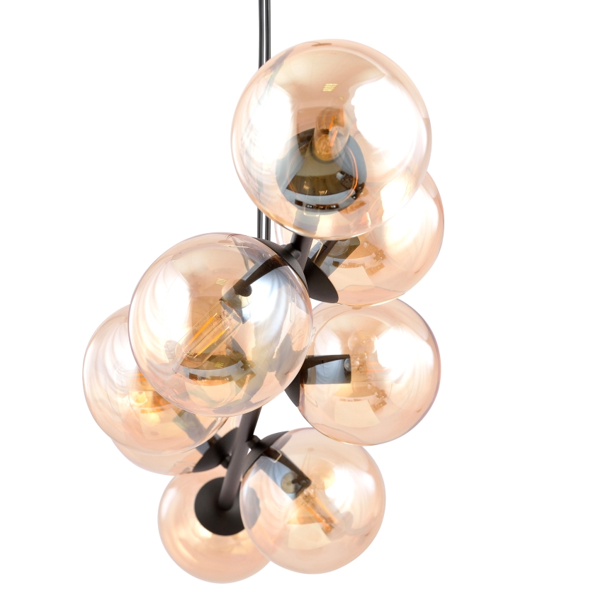Lámpara colgante ROSSI 8xE14/10W/230V negro/beige
