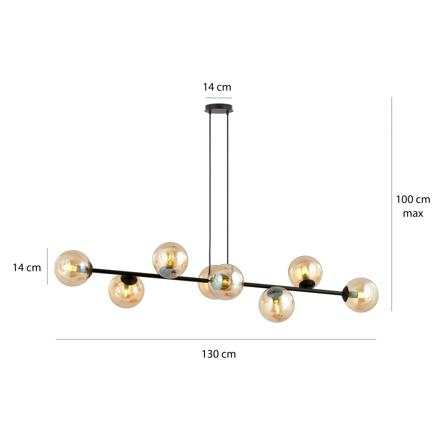 Lámpara colgante ROSSI 8xE14/10W/230V negro/beige