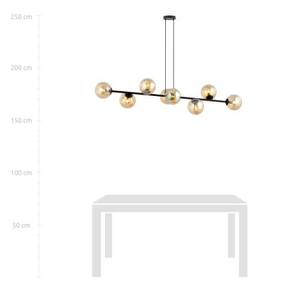 Lámpara colgante ROSSI 8xE14/10W/230V negro/beige