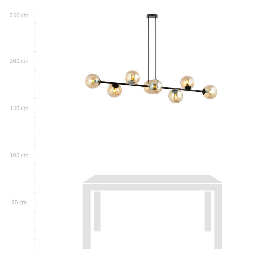 Lámpara colgante ROSSI 8xE14/10W/230V negro/beige