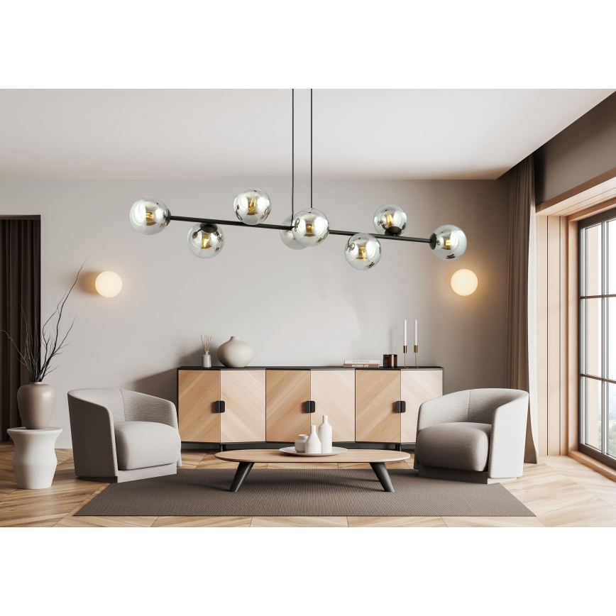Lámpara colgante ROSSI 8xE14/10W/230V negro/gris