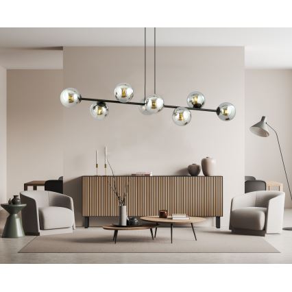 Lámpara colgante ROSSI 8xE14/10W/230V negro/gris