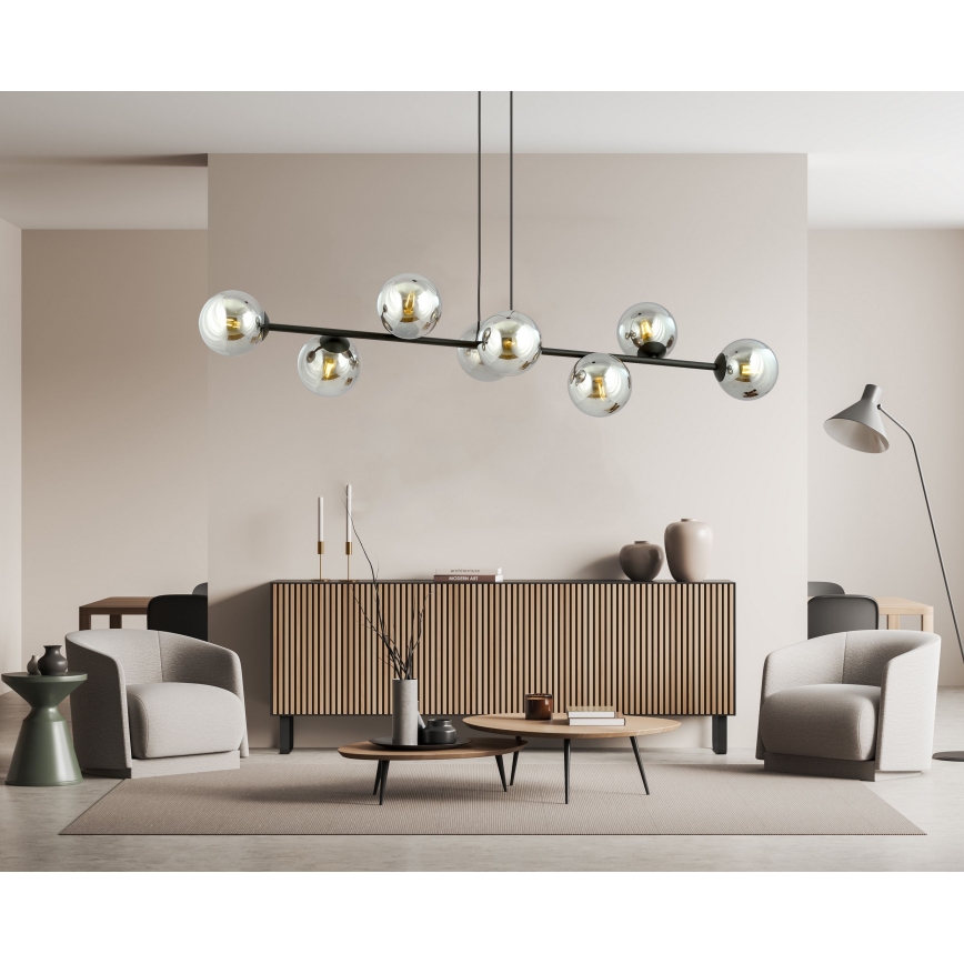 Lámpara colgante ROSSI 8xE14/10W/230V negro/gris