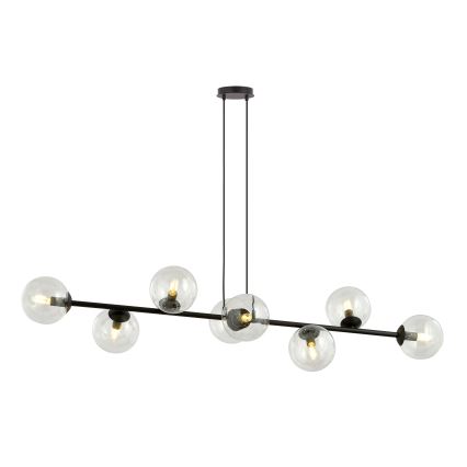 Lámpara colgante ROSSI 8xE14/10W/230V negro/transparente