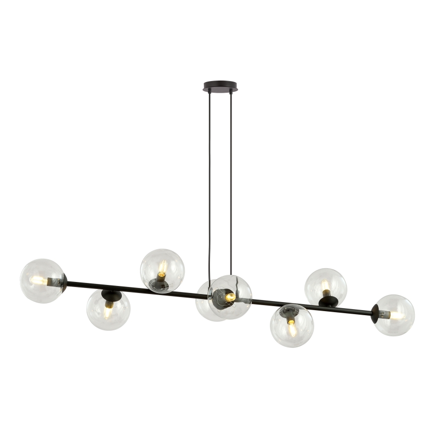 Lámpara colgante ROSSI 8xE14/10W/230V negro/transparente