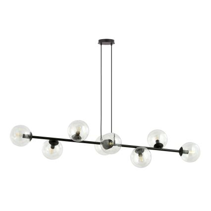 Lámpara colgante ROSSI 8xE14/10W/230V negro/transparente