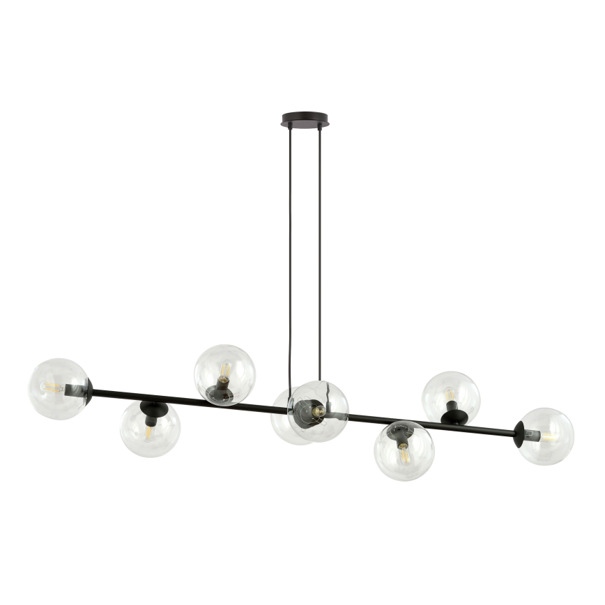 Lámpara colgante ROSSI 8xE14/10W/230V negro/transparente