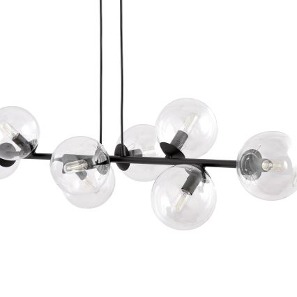 Lámpara colgante ROSSI 8xE14/10W/230V negro/transparente