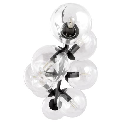 Lámpara colgante ROSSI 8xE14/10W/230V negro/transparente