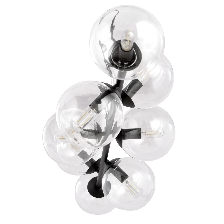 Lámpara colgante ROSSI 8xE14/10W/230V negro/transparente