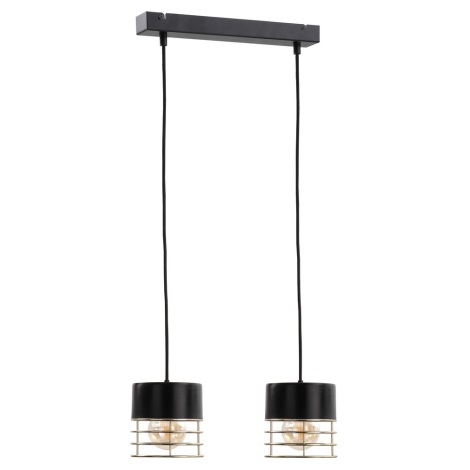 Lámpara colgante ROY 2xE27/60W/230V negro