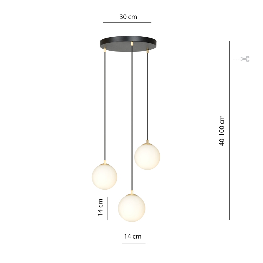 Lámpara colgante ROYAL 3xE14/10W/230V diá. 30 cm negro