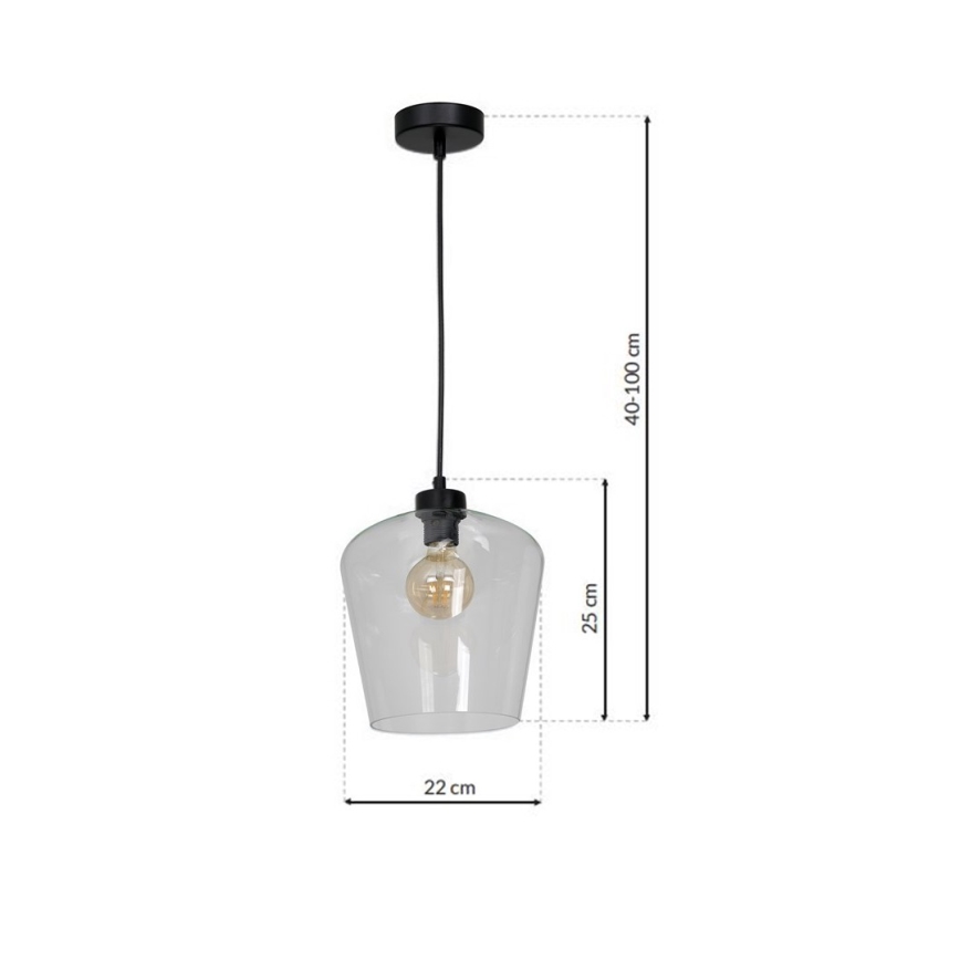 Lámpara Colgante SANTIAGO 1xE27/60W/230V transparente