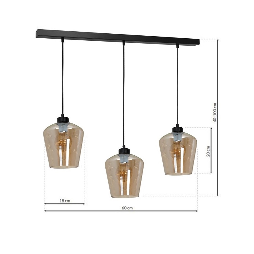 Lámpara Colgante SANTIAGO 3xE27/60W/230V marrón
