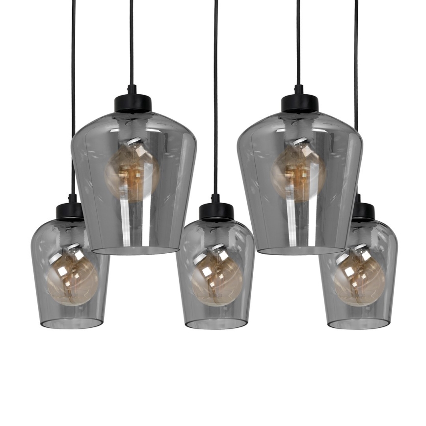 Lámpara Colgante SANTIAGO 5xE27/60W/230V negro