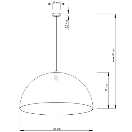 Lámpara colgante SFERA 1xE27/60W/230V diá. 35 cm blanco/cobre