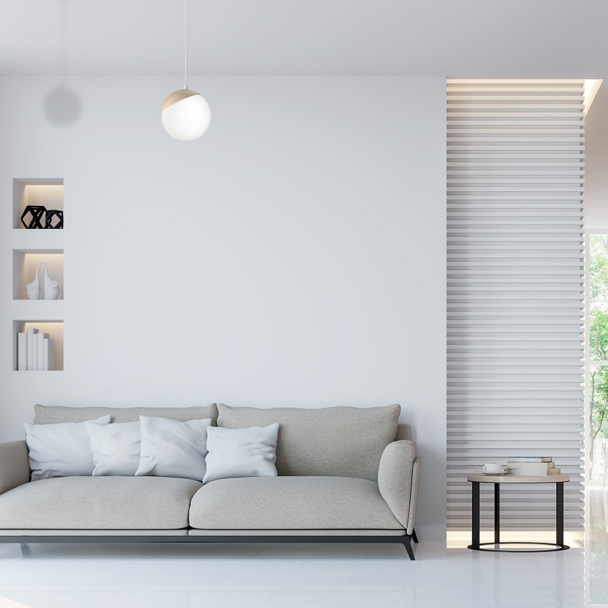 Lámpara colgante SFERA WOOD 1xE14/40W/230V blanca