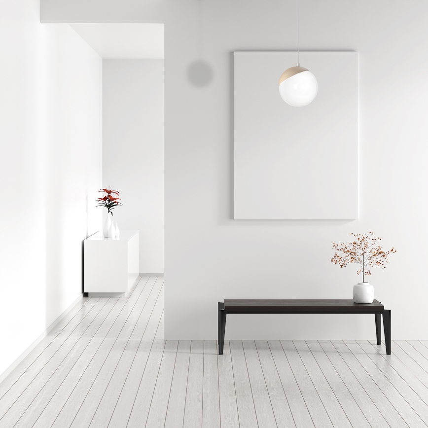 Lámpara colgante SFERA WOOD 1xE14/40W/230V blanca