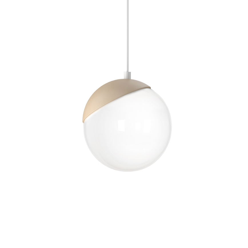 Lámpara colgante SFERA WOOD 1xE14/40W/230V blanca