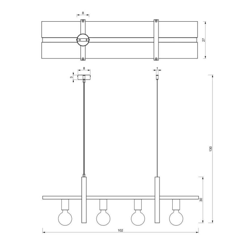 Lámpara colgante SHELF 4xE27/60W/230V