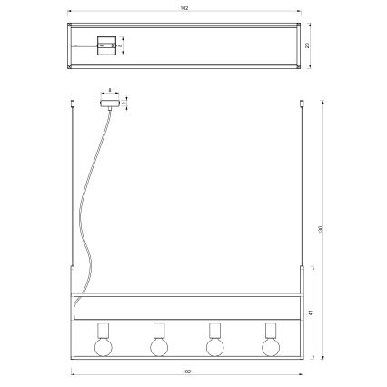 Lámpara colgante SHELF 4xE27/60W/230V