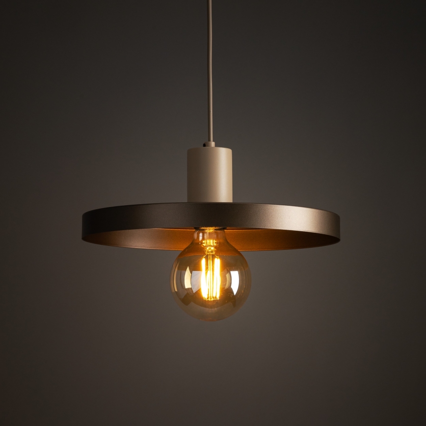 Lámpara colgante SILA 1xE27/15W/230V diá. 30 cm marrón/beige