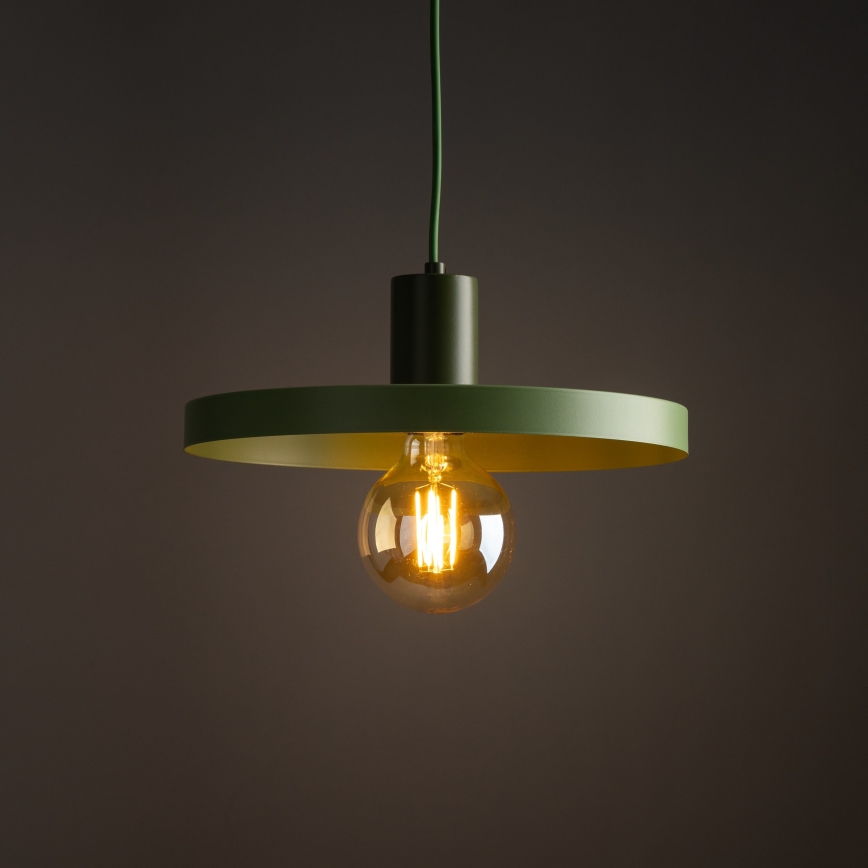 Lámpara colgante SILA 1xE27/15W/230V diá. 30 cm verde