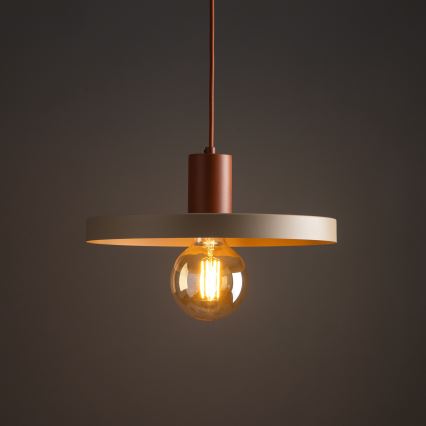 Lámpara colgante SILA 1xE27/15W/230V diá. 40 cm beige/color ladrillo