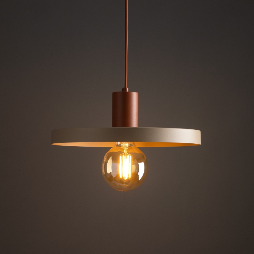 Lámpara colgante SILA 1xE27/15W/230V diá. 40 cm beige/color ladrillo