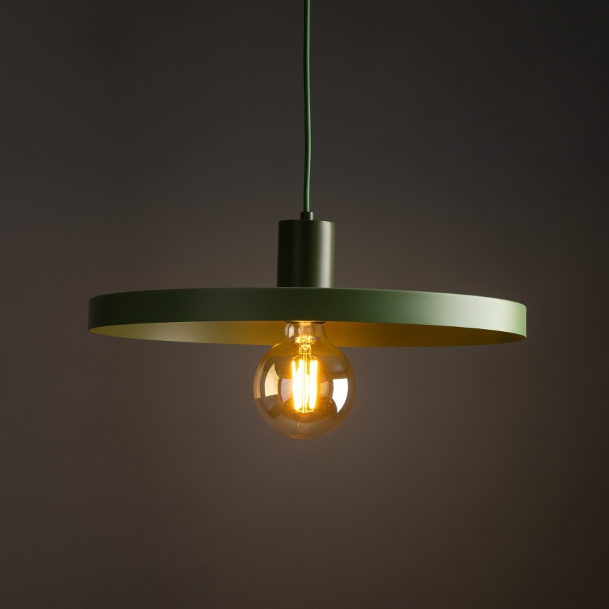 Lámpara colgante SILA 1xE27/15W/230V diá. 40 cm Verde