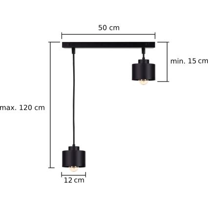 Lámpara colgante SIMPLY BLACK 2xE27/60W/230V