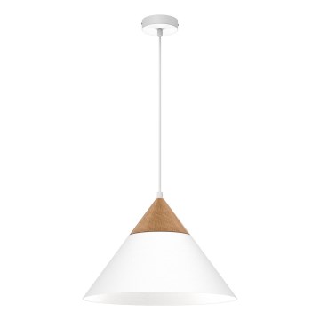 Lámpara colgante SINGLE 1xE27/15W/230V blanco/haya