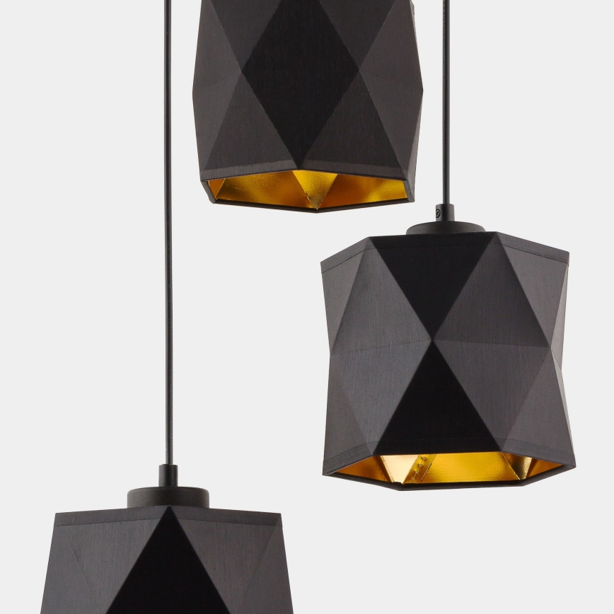Lámpara colgante SIRO 3xE27/15W/230V negro/dorado