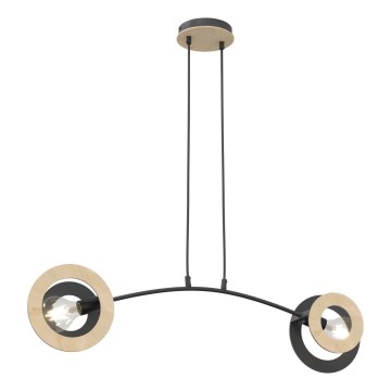 Lámpara colgante SKIVA 2xE27/15W/230V negro/beige