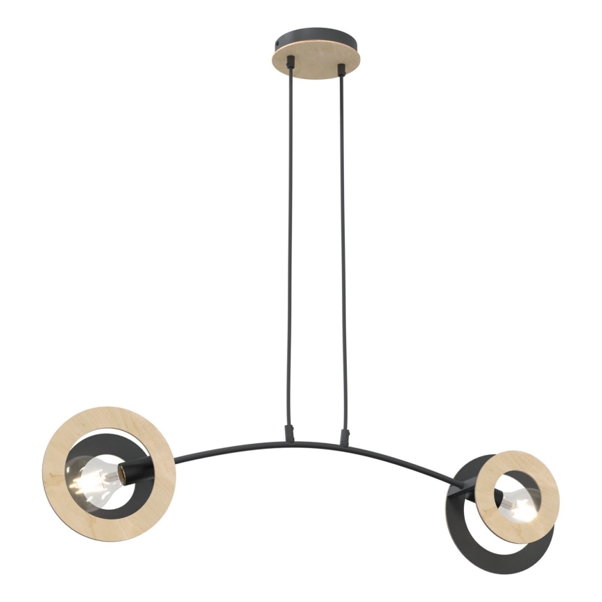 Lámpara colgante SKIVA 2xE27/15W/230V negro/beige