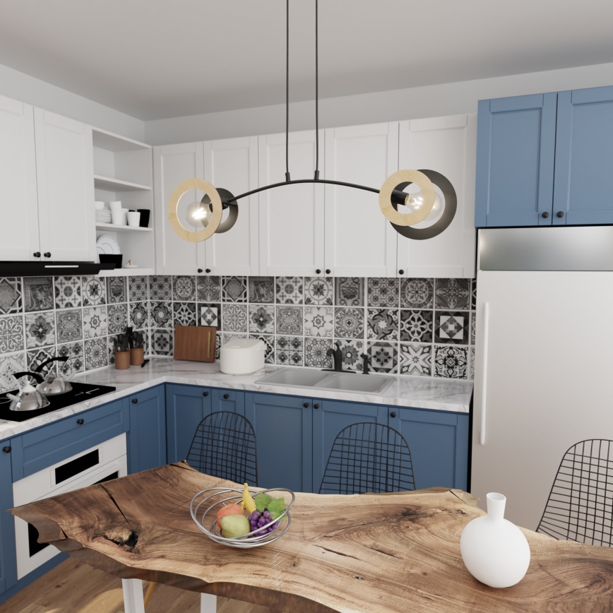 Lámpara colgante SKIVA 2xE27/15W/230V negro/beige
