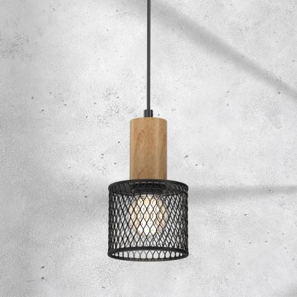Lámpara colgante SOBRESA 1xE27/60W/230V negro/madera