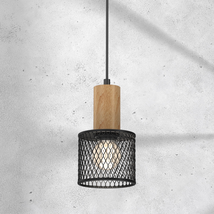 Lámpara colgante SOBRESA 1xE27/60W/230V negro/madera
