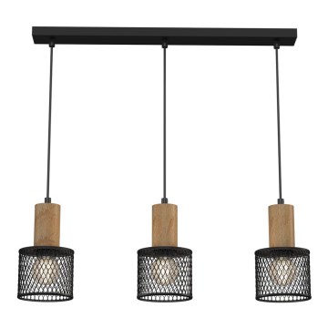 Lámpara colgante SOBRESA 3xE27/60W/230V negro/madera