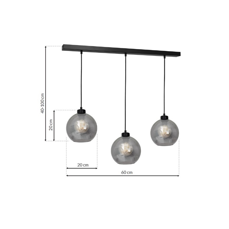 Lámpara Colgante SOFIA 3xE27/60W/230V negro