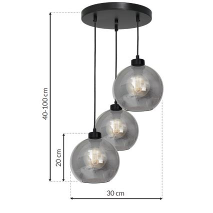 Lámpara Colgante SOFIA 3xE27/60W/230V negro