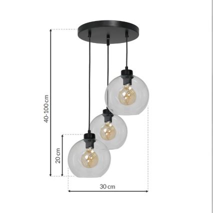 Lámpara Colgante SOFIA 3xE27/60W/230V transparente