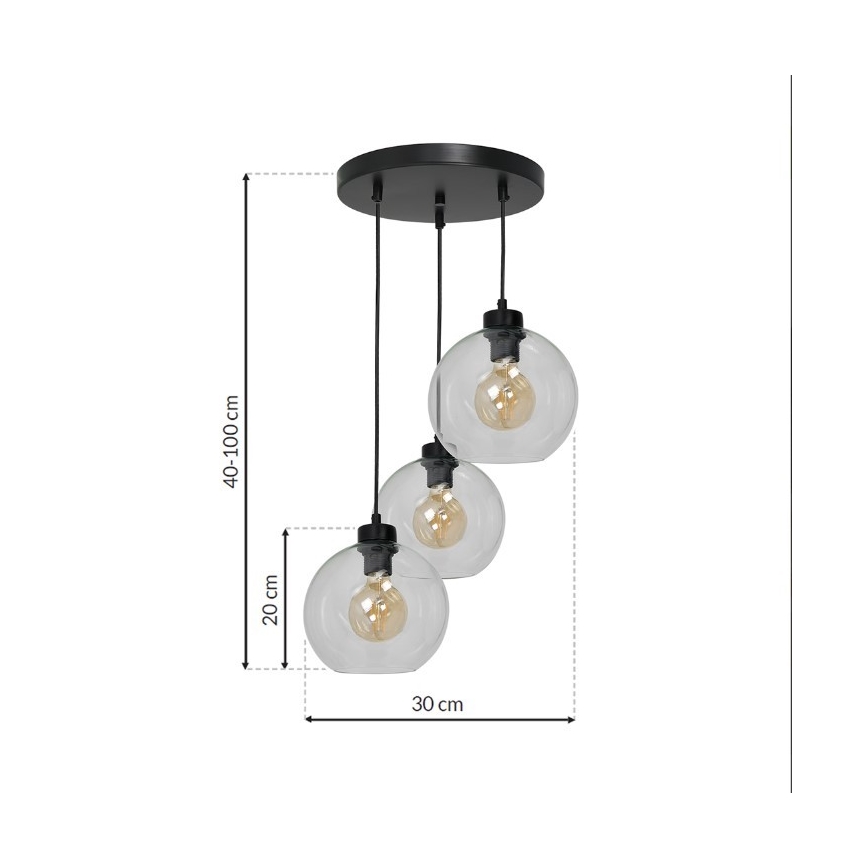 Lámpara Colgante SOFIA 3xE27/60W/230V transparente