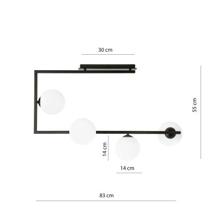 Lámpara colgante SOMA 4xE14/10W/230V negro/blanco