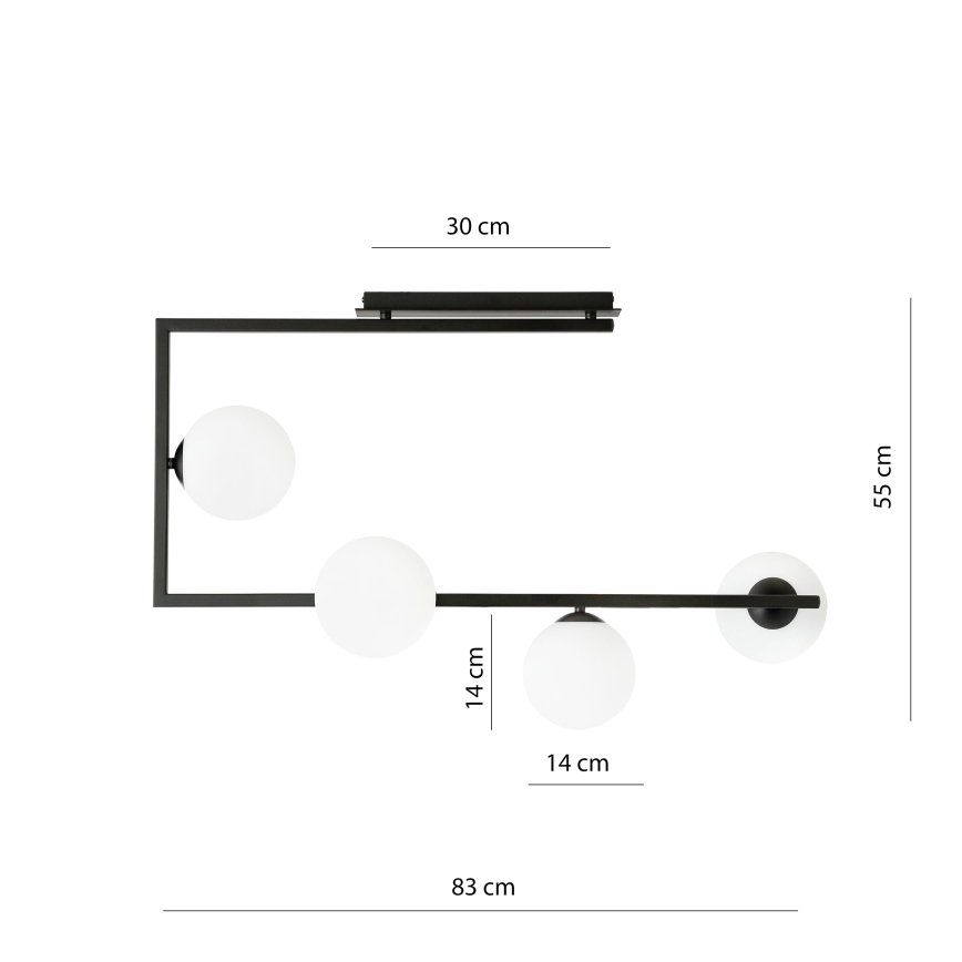 Lámpara colgante SOMA 4xE14/10W/230V negro/blanco